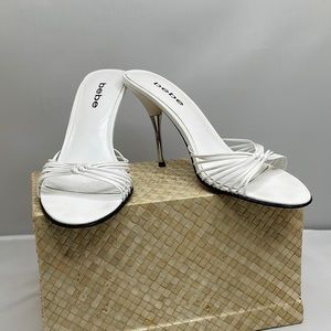 Bebe White Stiletto Sandal Heels